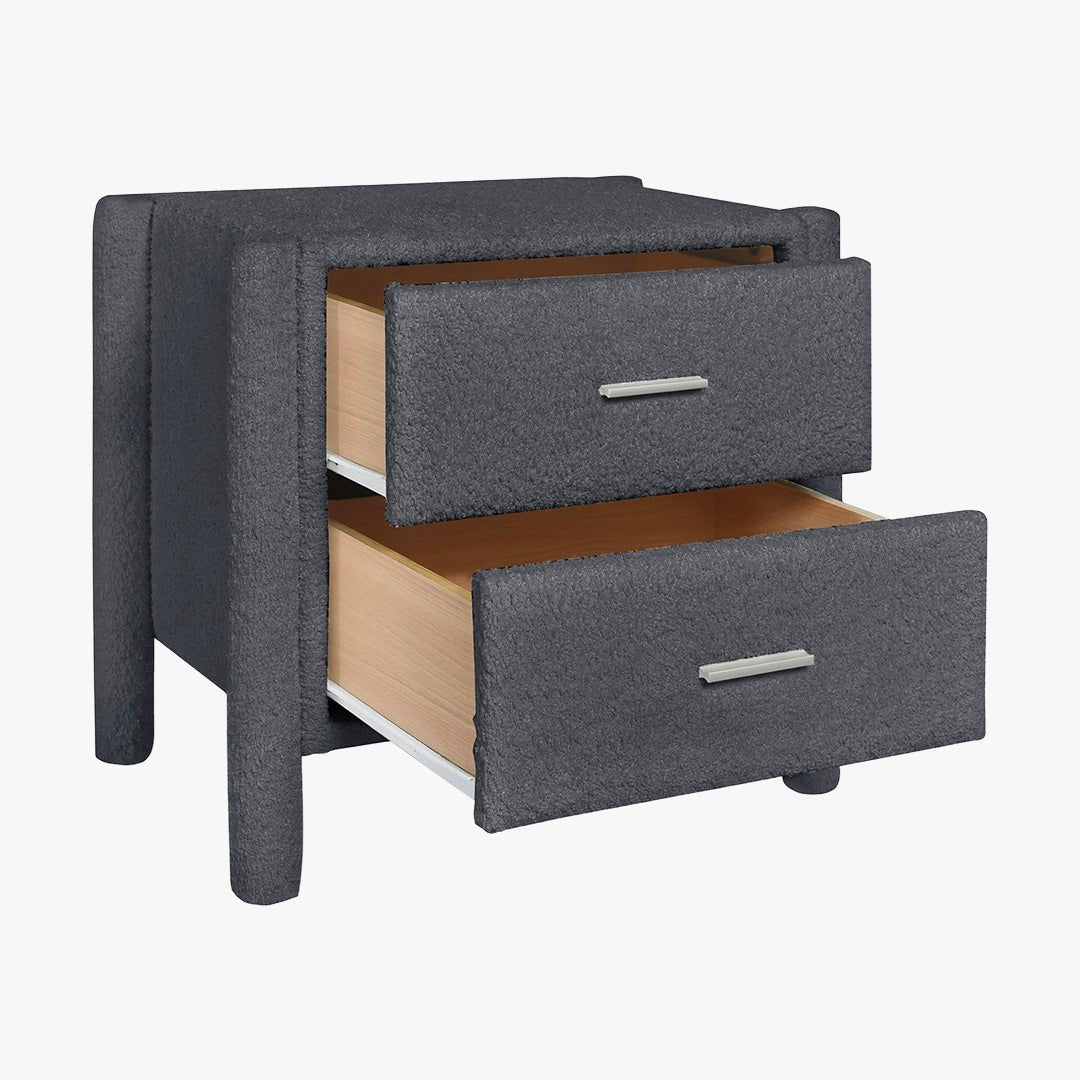 VOKIA Table de chevet 2 tiroirs effet peau de mouton gris foncé - Table de chevet - Mobilier Deco