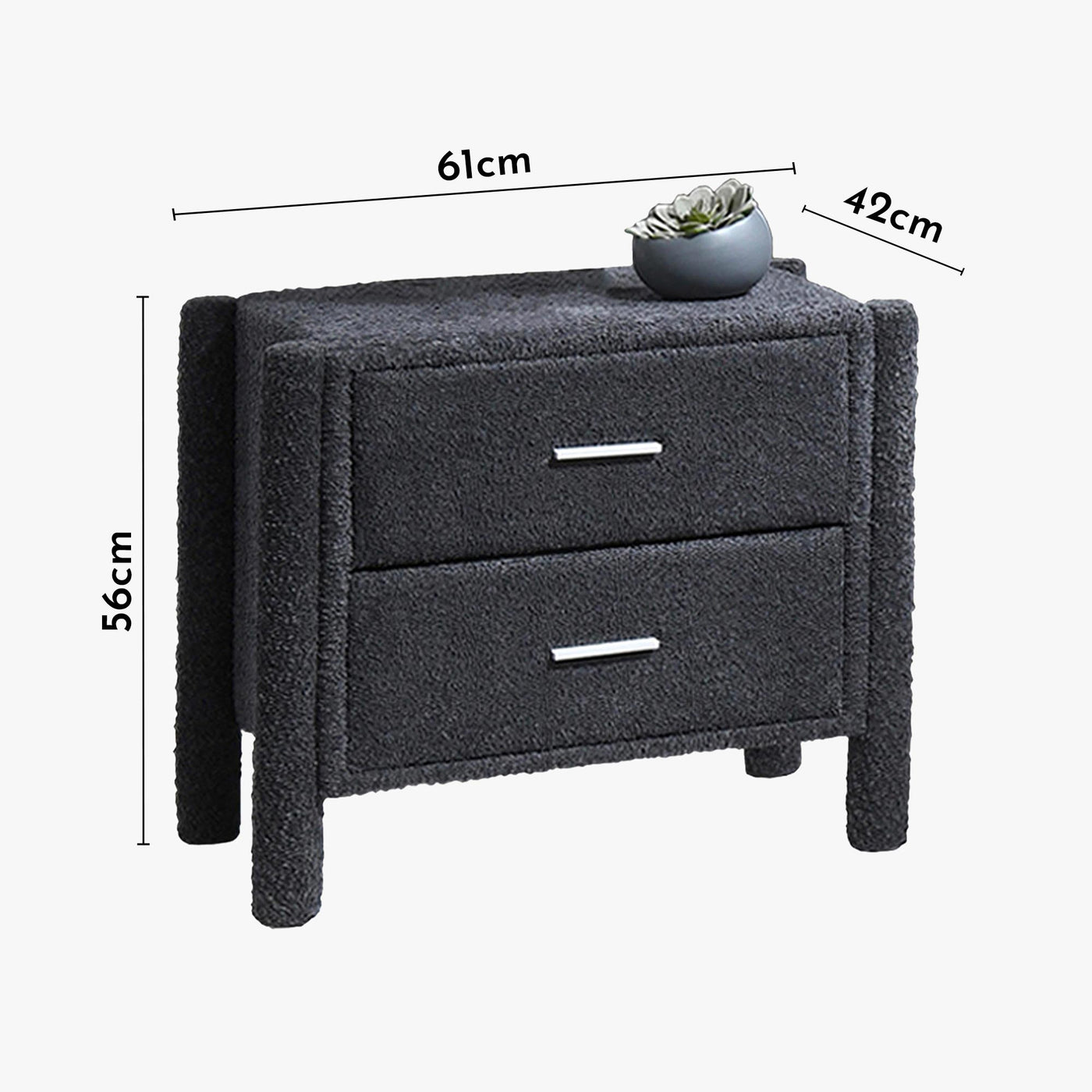VOKIA Table de chevet 2 tiroirs effet peau de mouton gris foncé - Table de chevet - Mobilier Deco