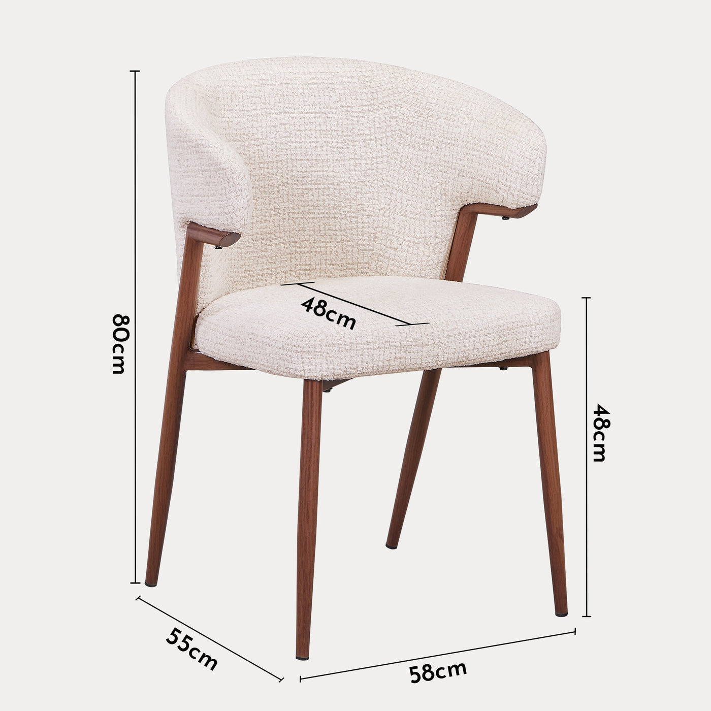 WAYNE Lot de 2 chaises en tissu beige pieds couleur bois foncé - Chaise de repas - Mobilier Deco