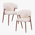 WAYNE Lot de 2 chaises en tissu beige pieds couleur bois foncé