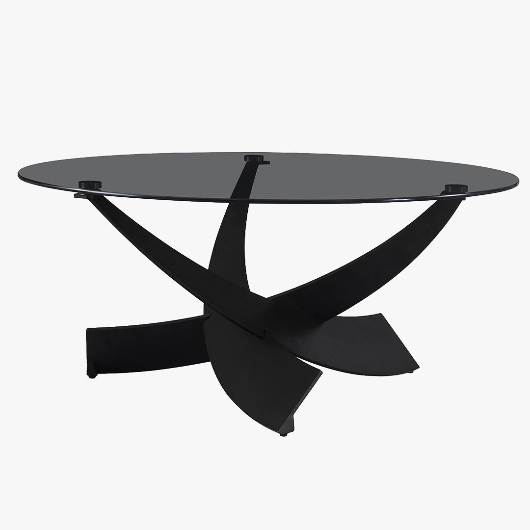 WESTON Table basse en verre teinté pieds croisés noir - Table basse - Mobilier Deco
