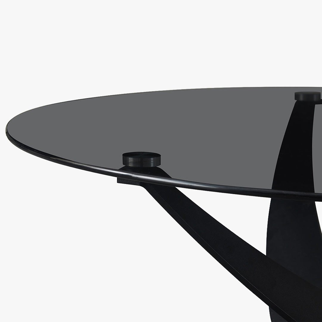 WESTON Table basse en verre teinté pieds croisés noir - Table basse - Mobilier Deco