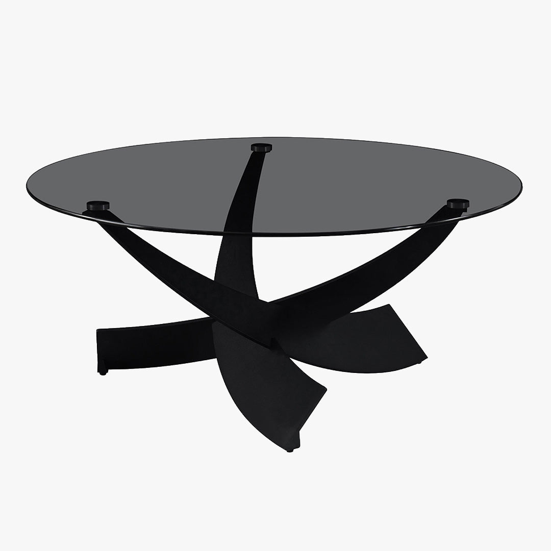 WESTON Table basse en verre teinté pieds croisés noir - Table basse - Mobilier Deco
