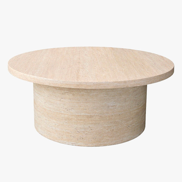 YARA Table basse ronde plateau en marbre d'ingénierie couleur bois