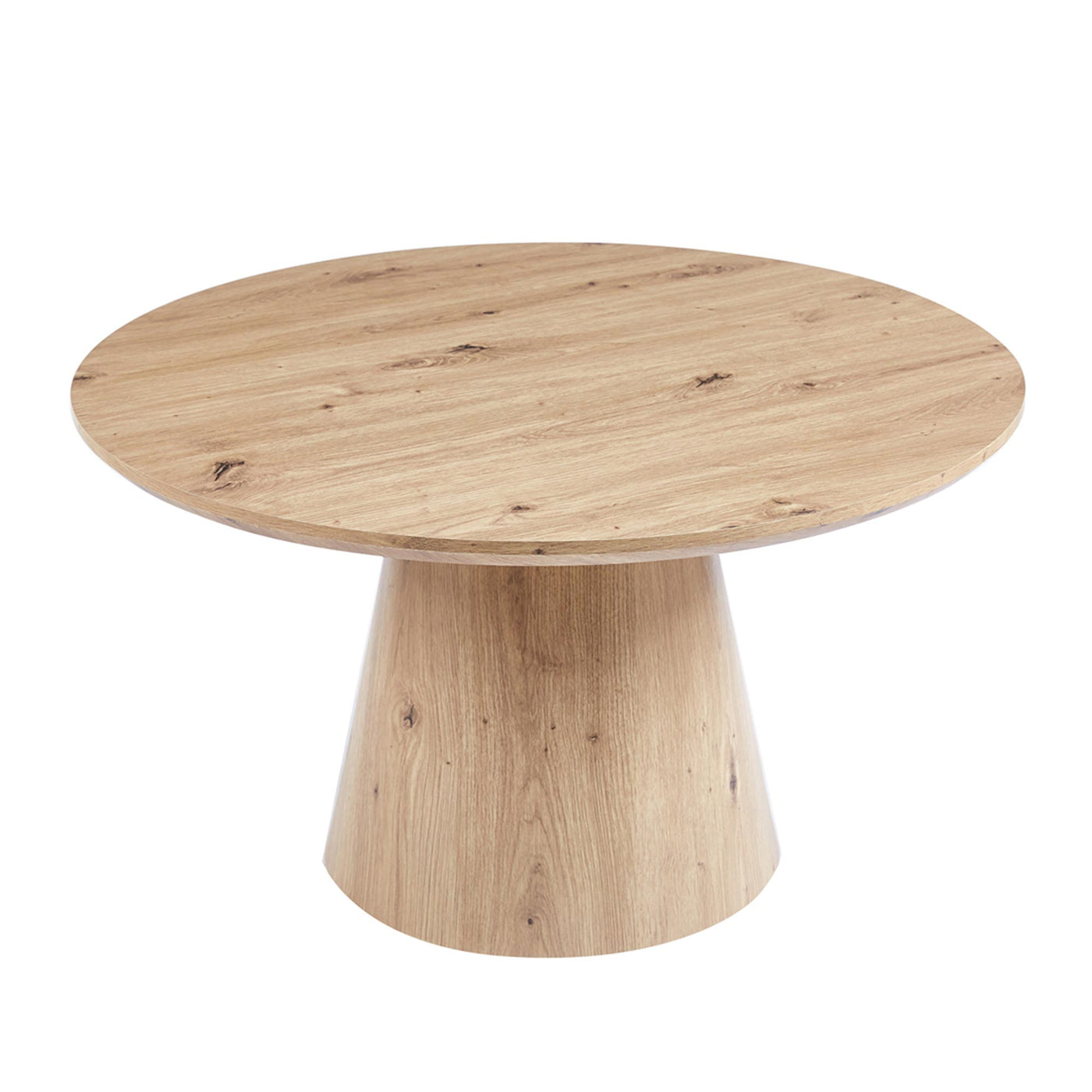 ZAYA Table basse ronde en bois couleur chêne vieilli piètement en cône - Table basse - Mobilier Deco