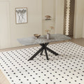 ZELIANA Table à manger pierre brillant gris pieds métal noir