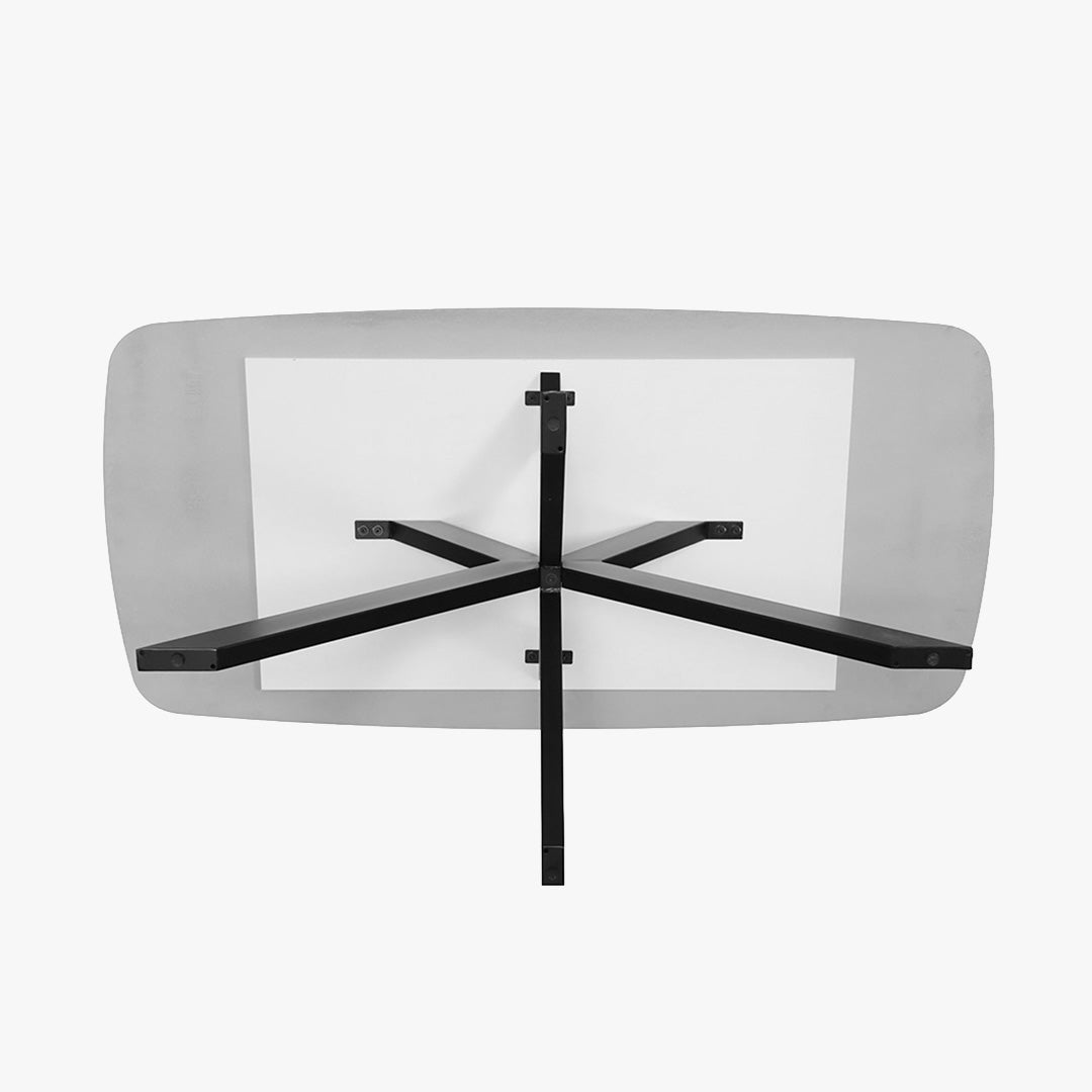 ZELIANA Table à manger pierre brillant gris pieds métal noir - Table à manger - Mobilier Deco
