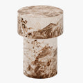 ZENA-39 Table d'appoint ronde en marbre d'ingénierie beige et marron D39 cm