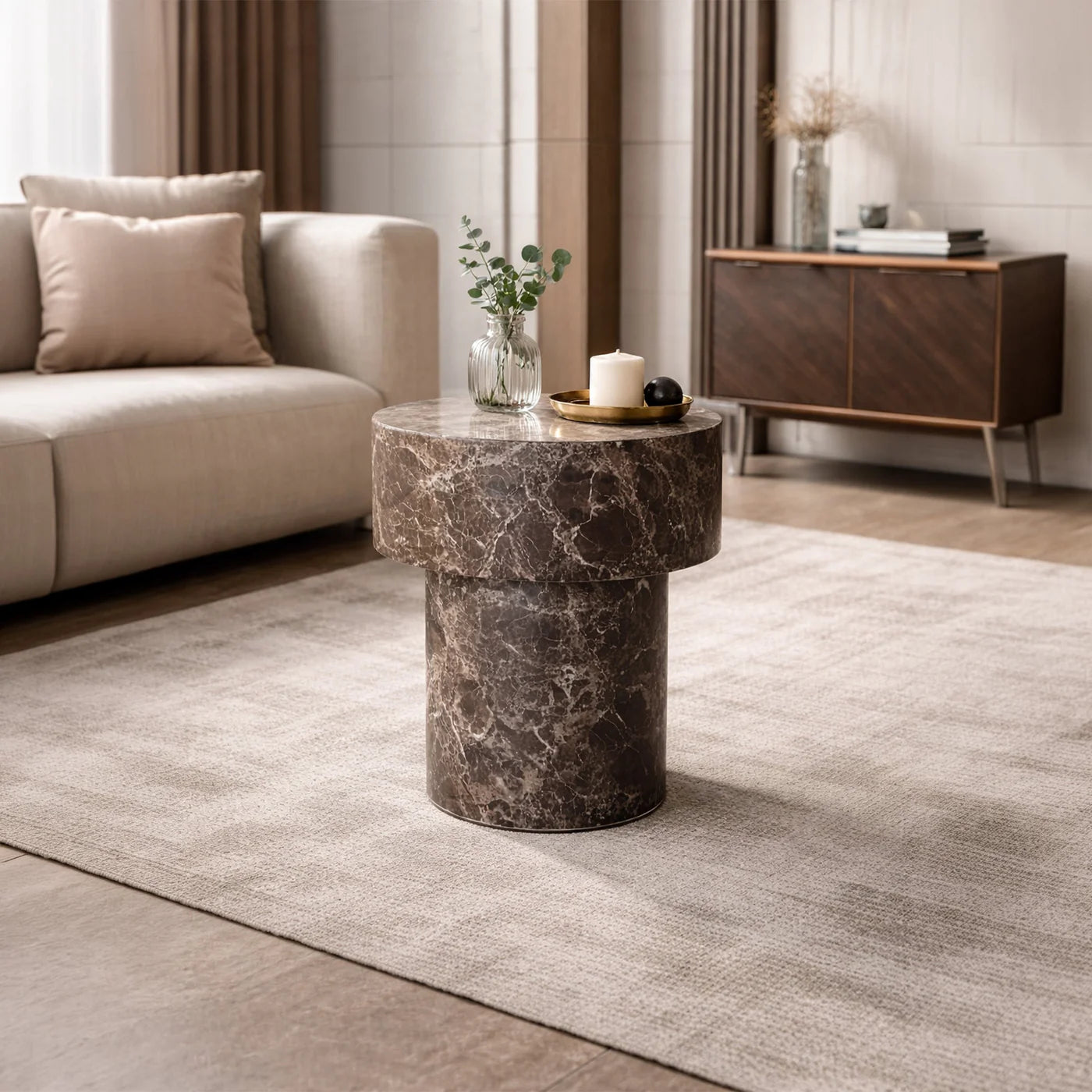 ZENA - Tables basses et tables d'appoint en marbre d'ingénierie