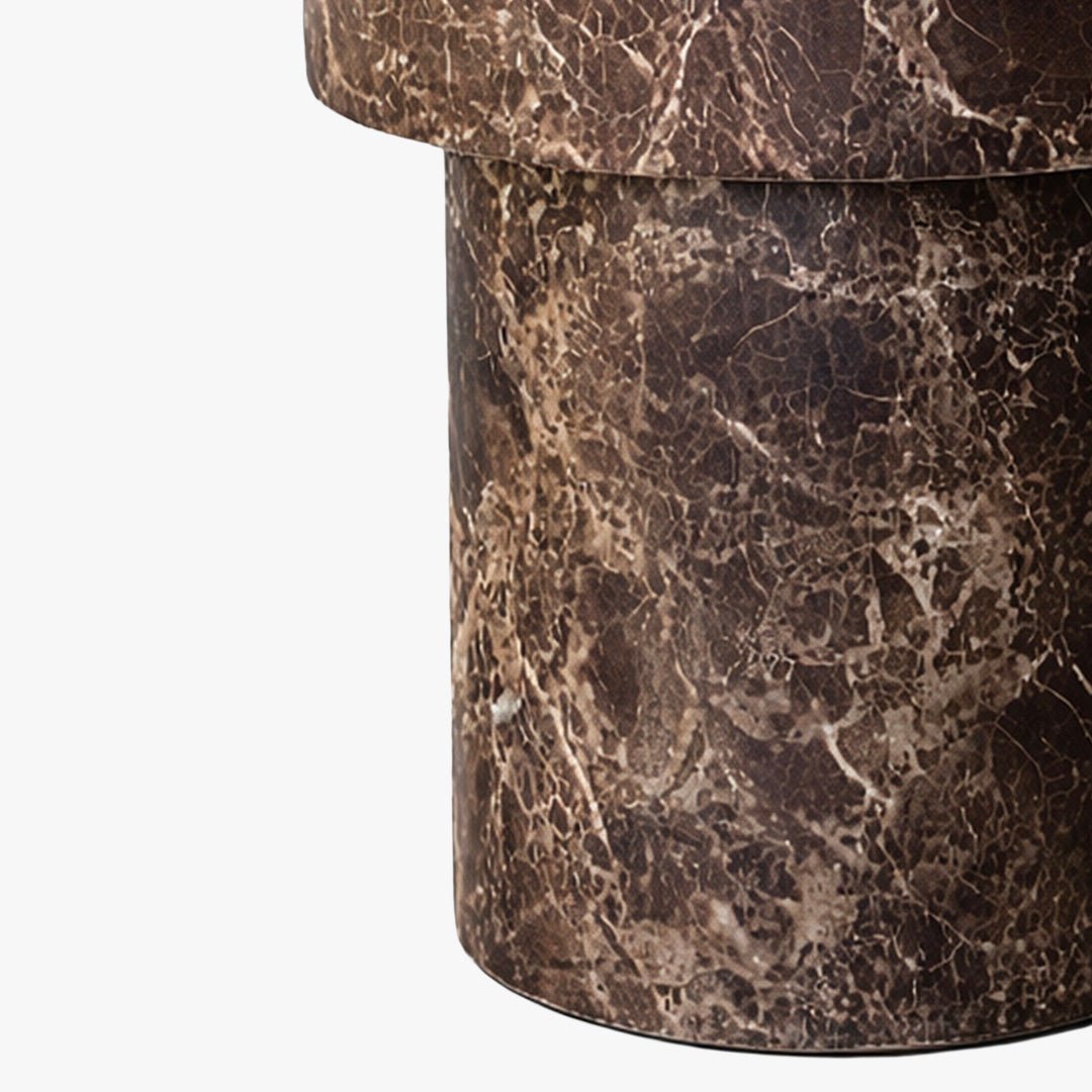 ZENA-39 Table d'appoint ronde en marbre d'ingénierie marron D39 cm - Table basse - Mobilier Deco