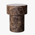 ZENA-39 Table d'appoint ronde en marbre d'ingénierie marron D39 cm
