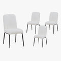 ZERA Lot de 4 chaises en tissu bouclette blanc écru pieds en métal noir