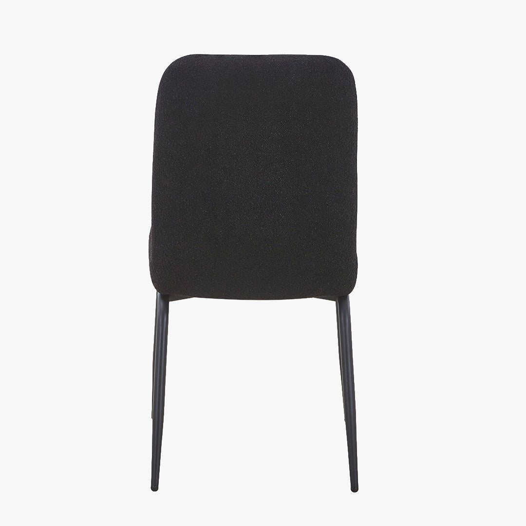 ZERA Lot de 4 chaises en tissu bouclette noir pieds en métal noir - Chaise de repas - Mobilier Deco