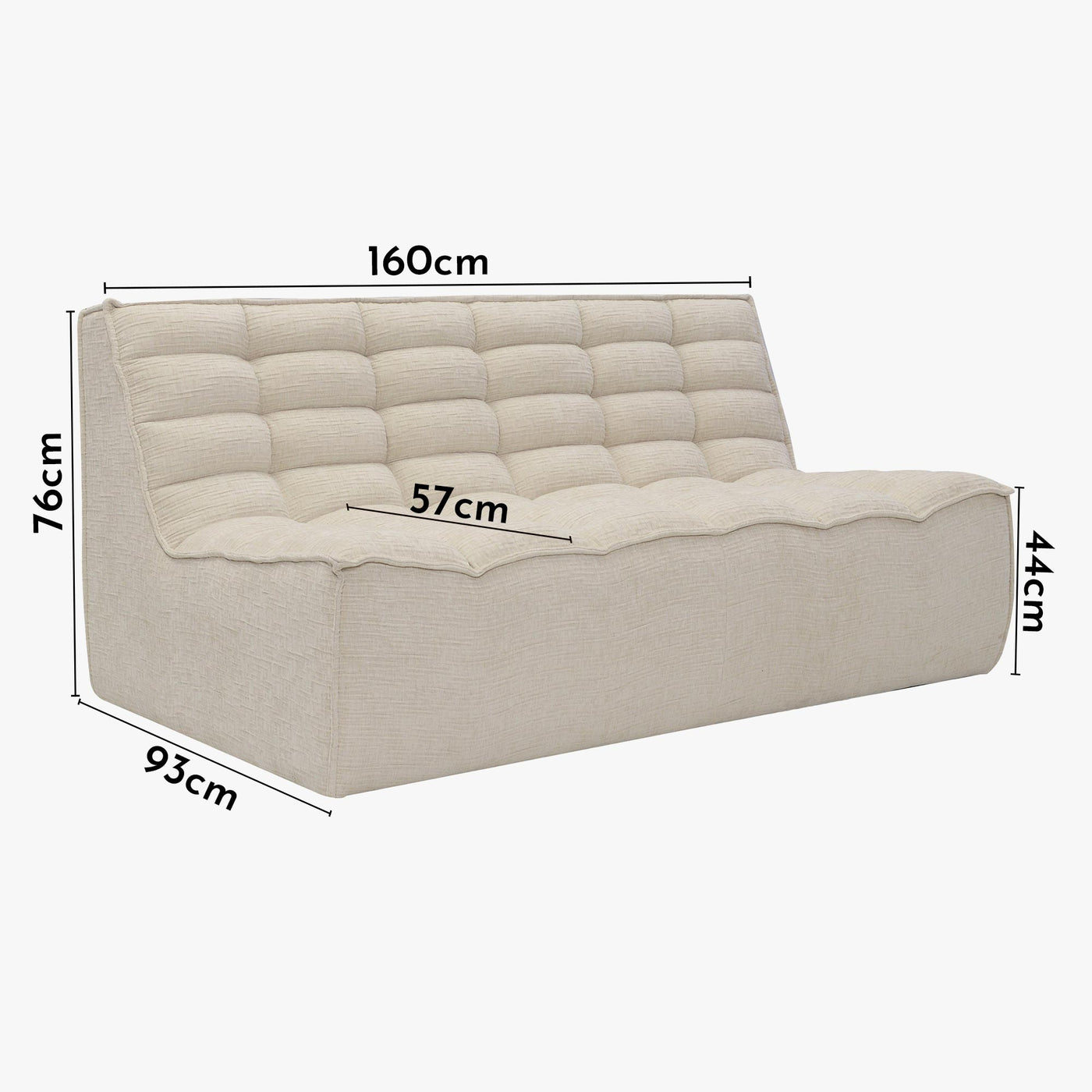 ZEYNA Canapé 2 places modulable en tissu beige - Canapés fixes - Mobilier Deco