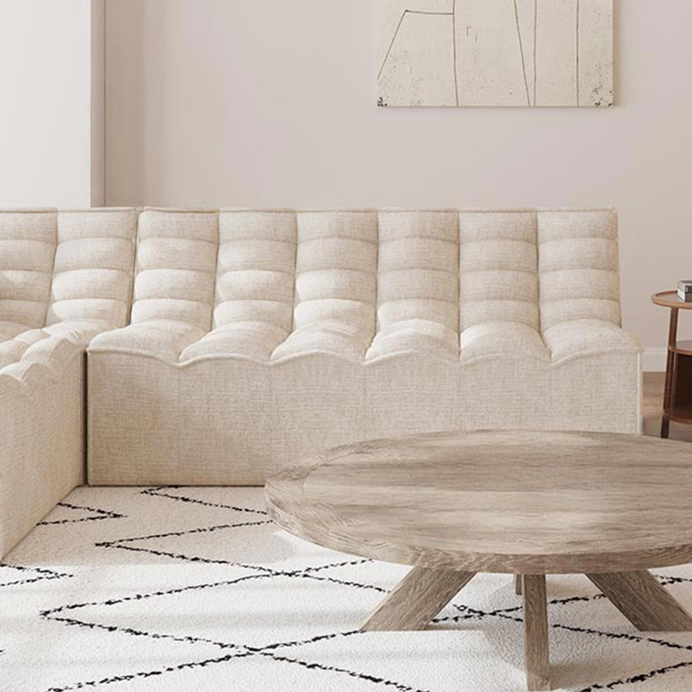 ZEYNA Canapé 2 places modulable en tissu beige - Canapés fixes - Mobilier Deco