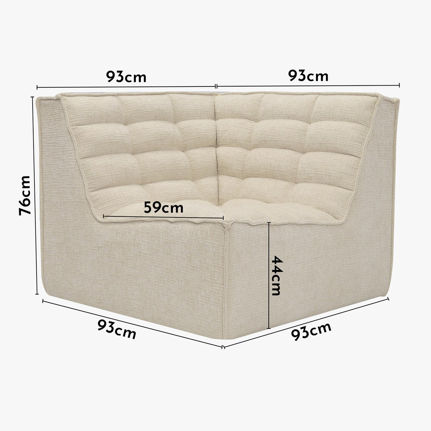 ZEYNA Fauteuil modulable angle réversible tissu beige - Fauteuils - Mobilier Deco