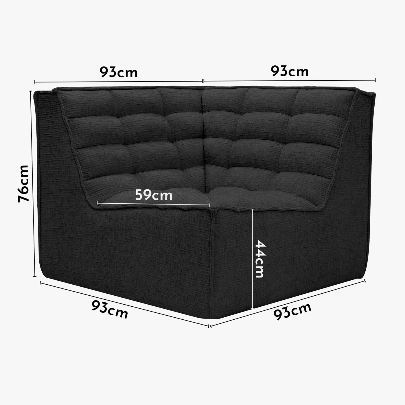 ZEYNA Fauteuil modulable angle réversible tissu noir - Fauteuils - Mobilier Deco