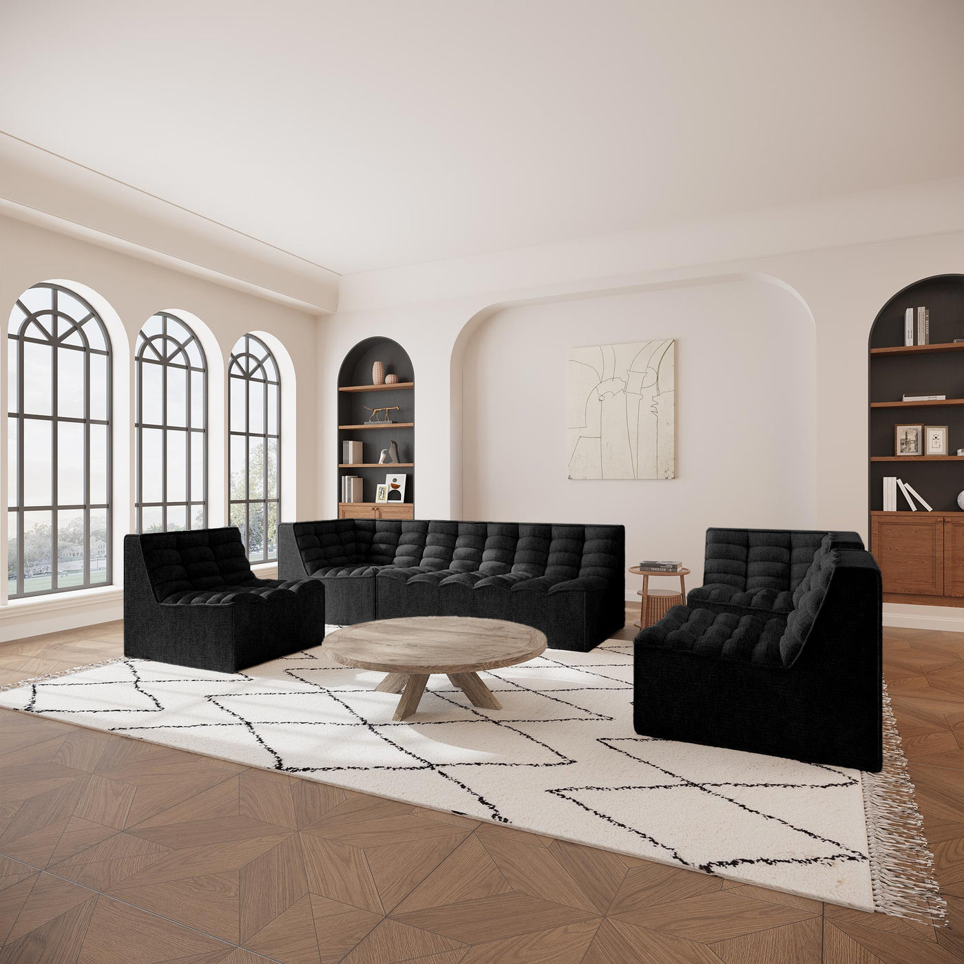 ZEYNA Fauteuil modulable angle réversible tissu noir - Fauteuils - Mobilier Deco