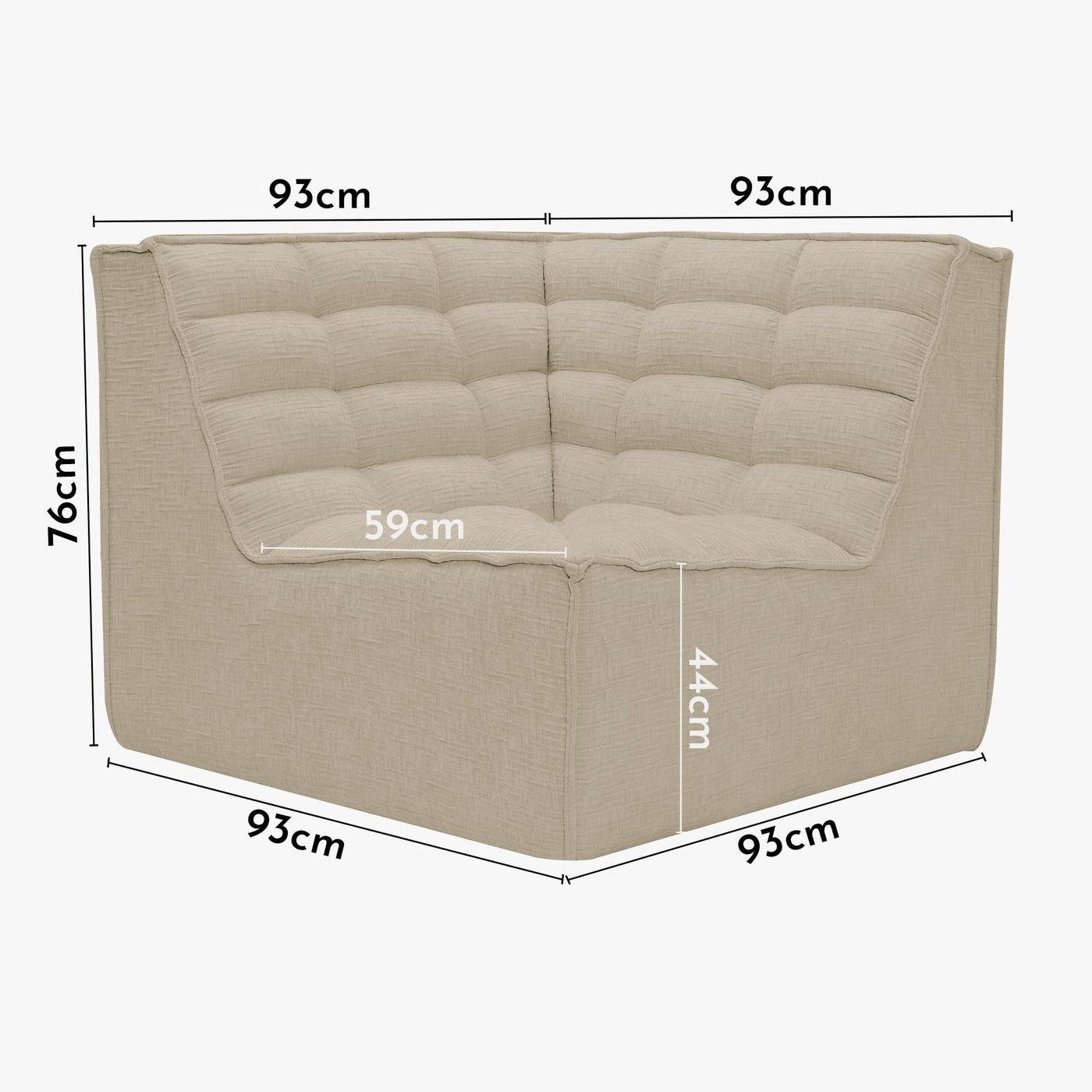 ZEYNA Fauteuil modulable angle réversible tissu taupe - Fauteuils - Mobilier Deco
