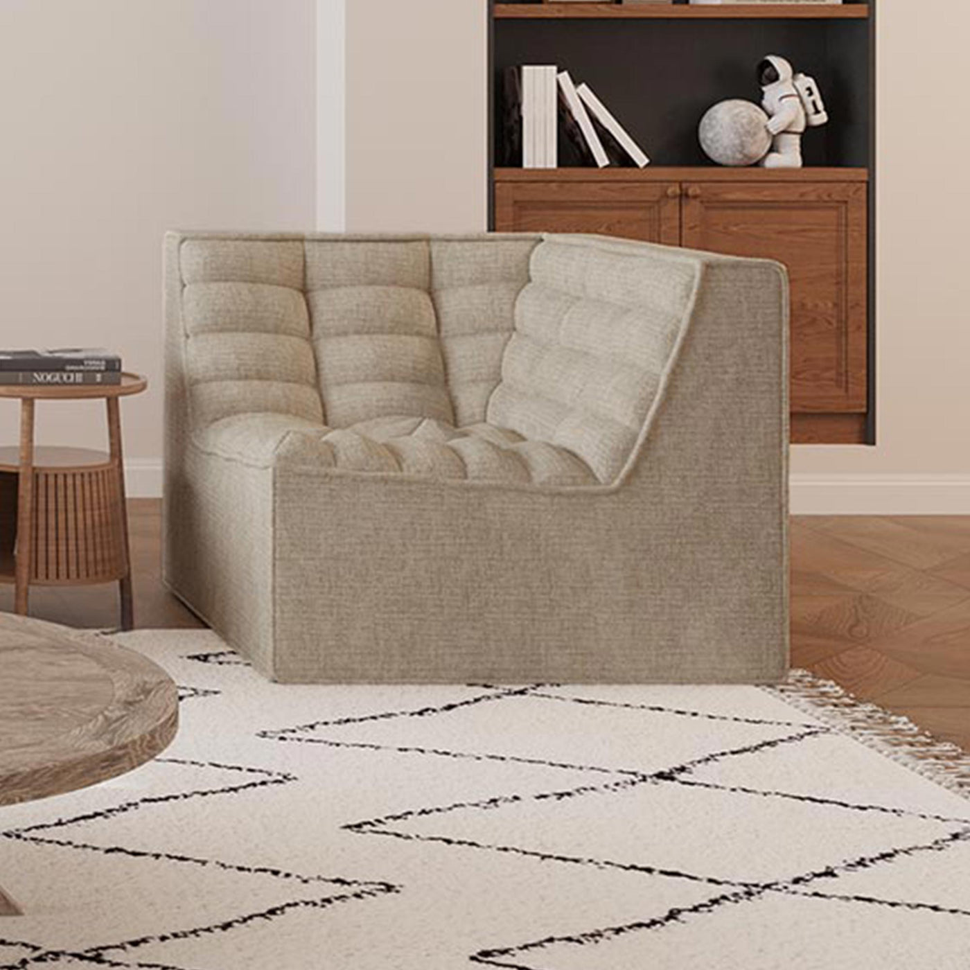 ZEYNA Fauteuil modulable angle réversible tissu taupe - Fauteuils - Mobilier Deco