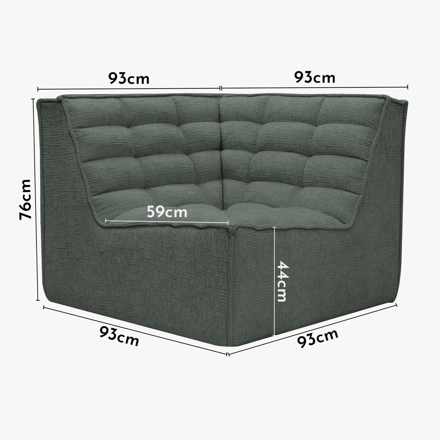 ZEYNA Fauteuil modulable angle réversible tissu vert - Fauteuils - Mobilier Deco