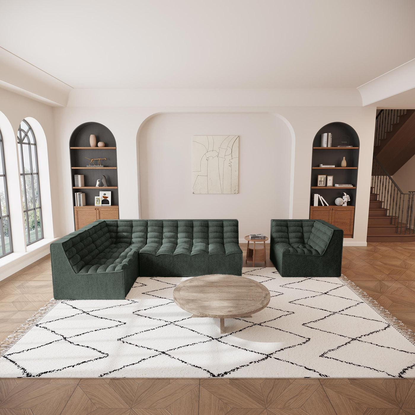 ZEYNA Fauteuil modulable en tissu vert - Fauteuils - Mobilier Deco