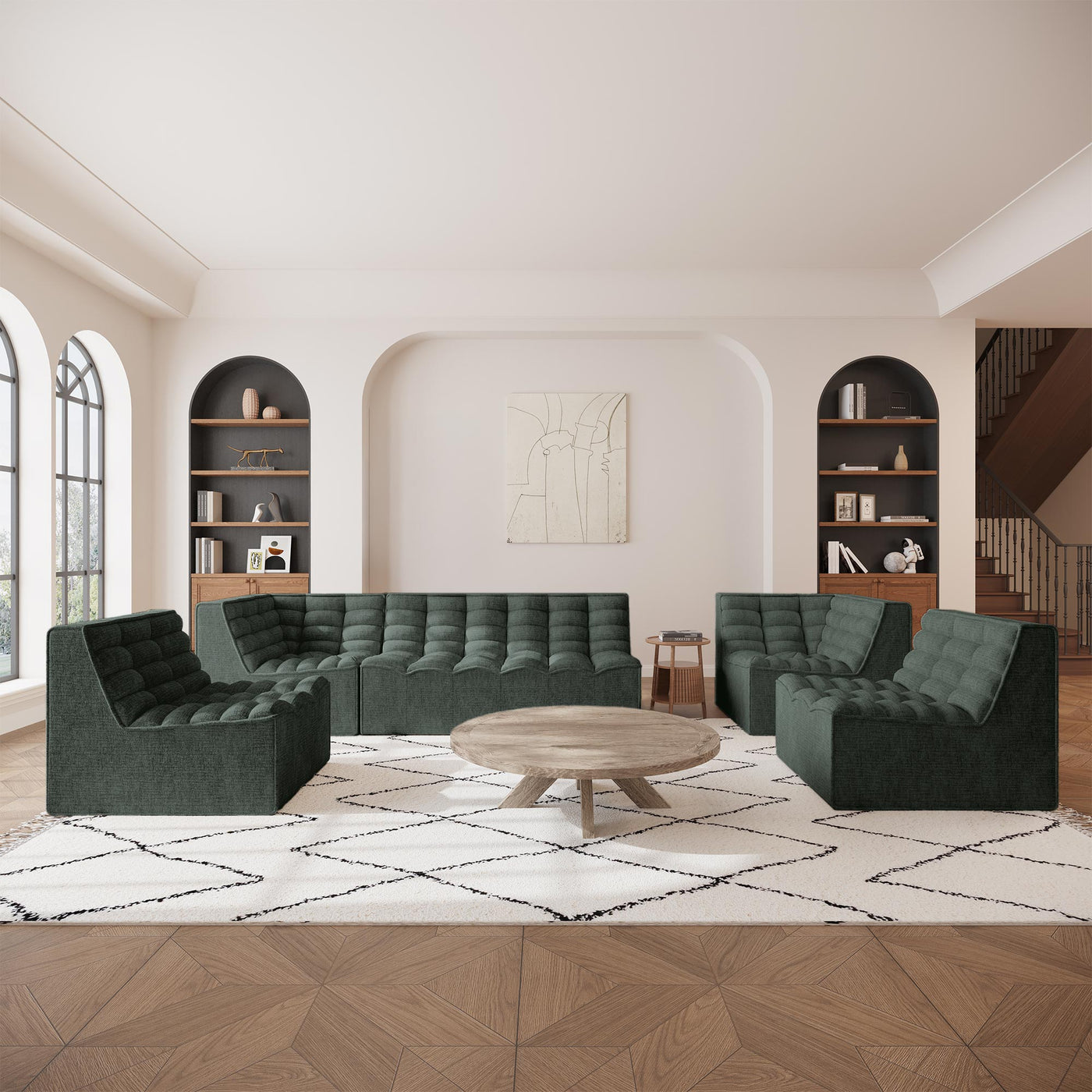 ZEYNA Fauteuil modulable en tissu vert - Fauteuils - Mobilier Deco