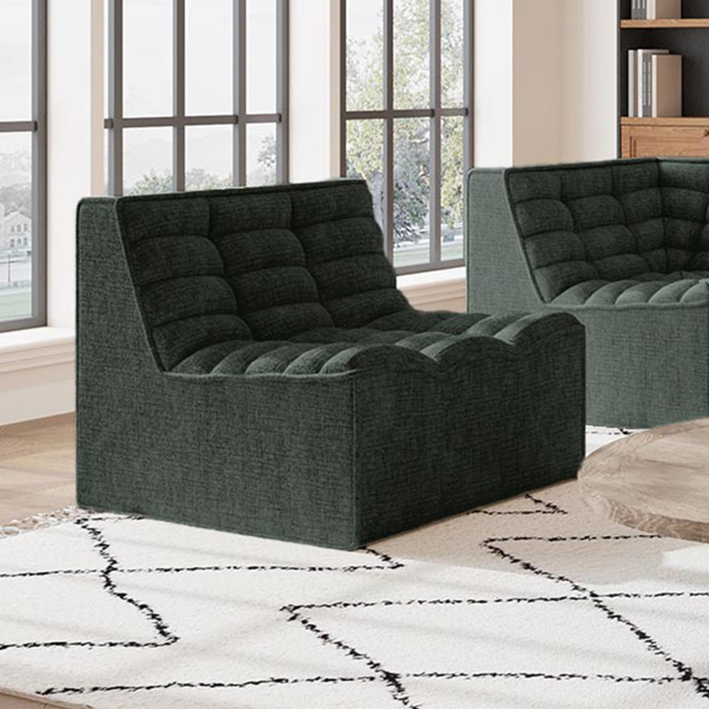 ZEYNA Fauteuil modulable en tissu vert - Fauteuils - Mobilier Deco