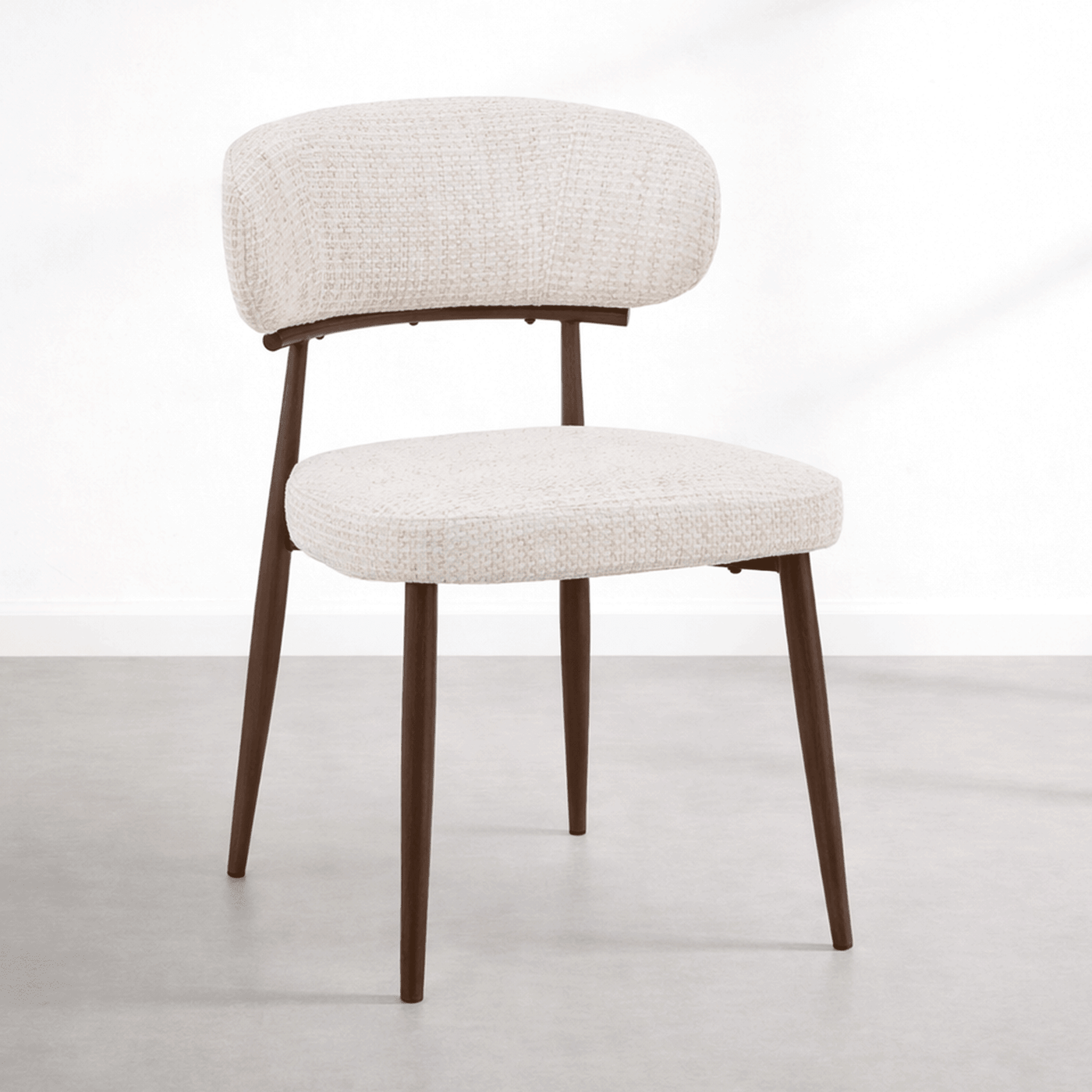 ZOELIA Lot de 2 chaises en tissu beige pieds couleur bois foncé - Chaise de repas - Mobilier Deco