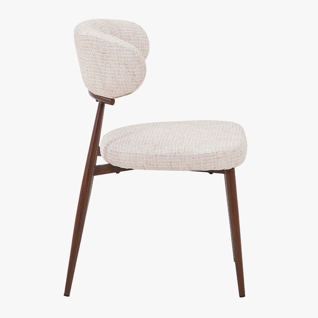 ZOELIA Lot de 2 chaises en tissu beige pieds couleur bois foncé - Chaise de repas - Mobilier Deco
