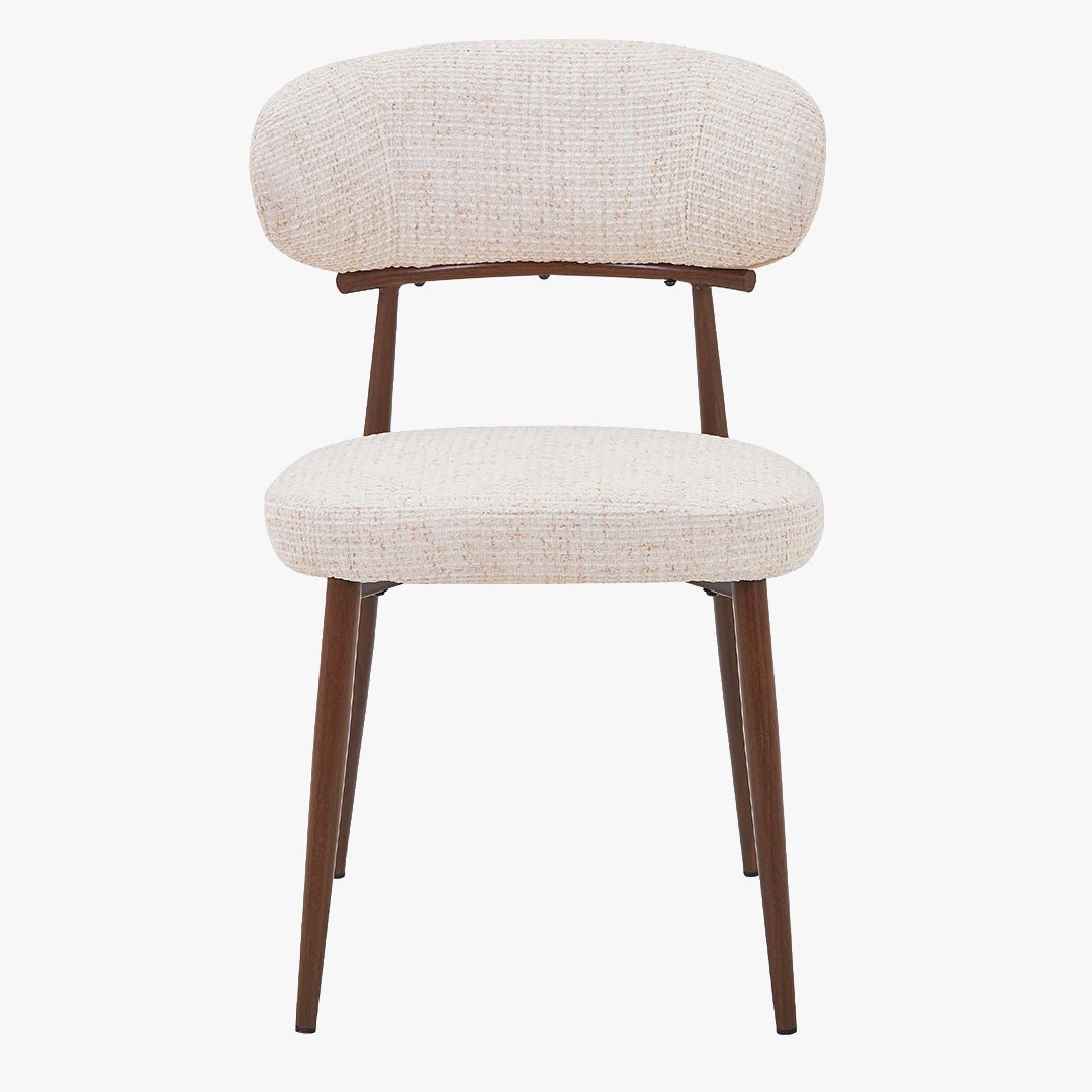 ZOELIA Lot de 2 chaises en tissu beige pieds couleur bois foncé - Chaise de repas - Mobilier Deco