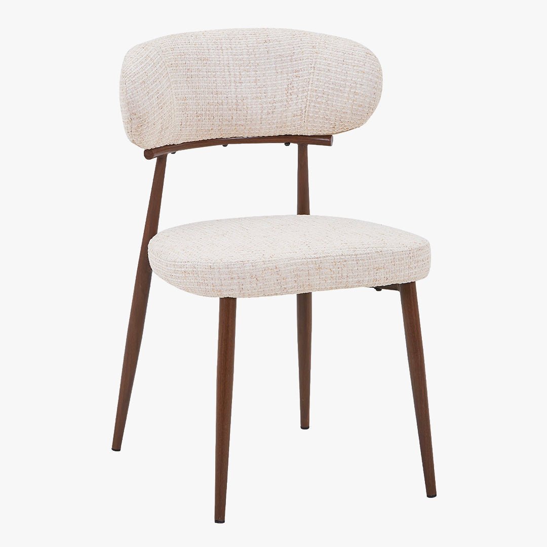 ZOELIA Lot de 2 chaises en tissu beige pieds couleur bois foncé - Chaise de repas - Mobilier Deco
