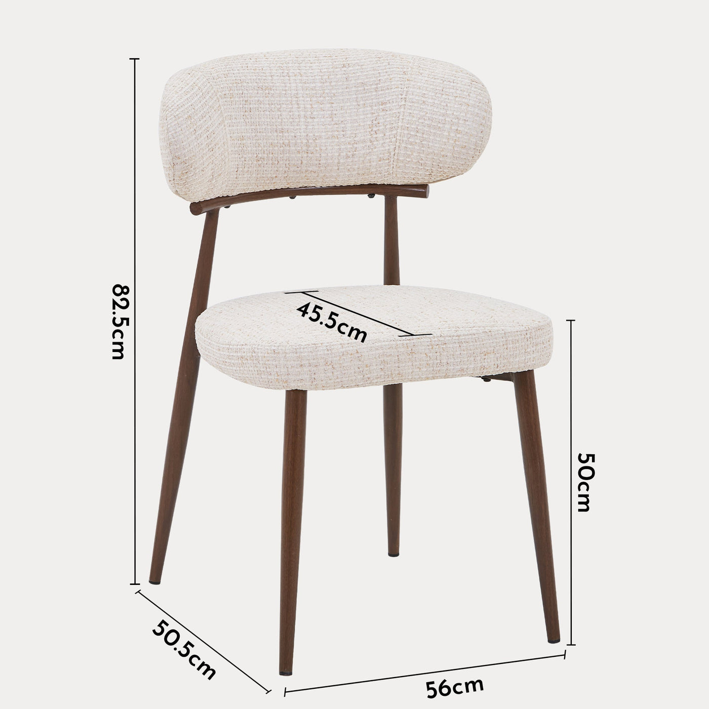 ZOELIA Lot de 2 chaises en tissu beige pieds couleur bois foncé - Chaise de repas - Mobilier Deco