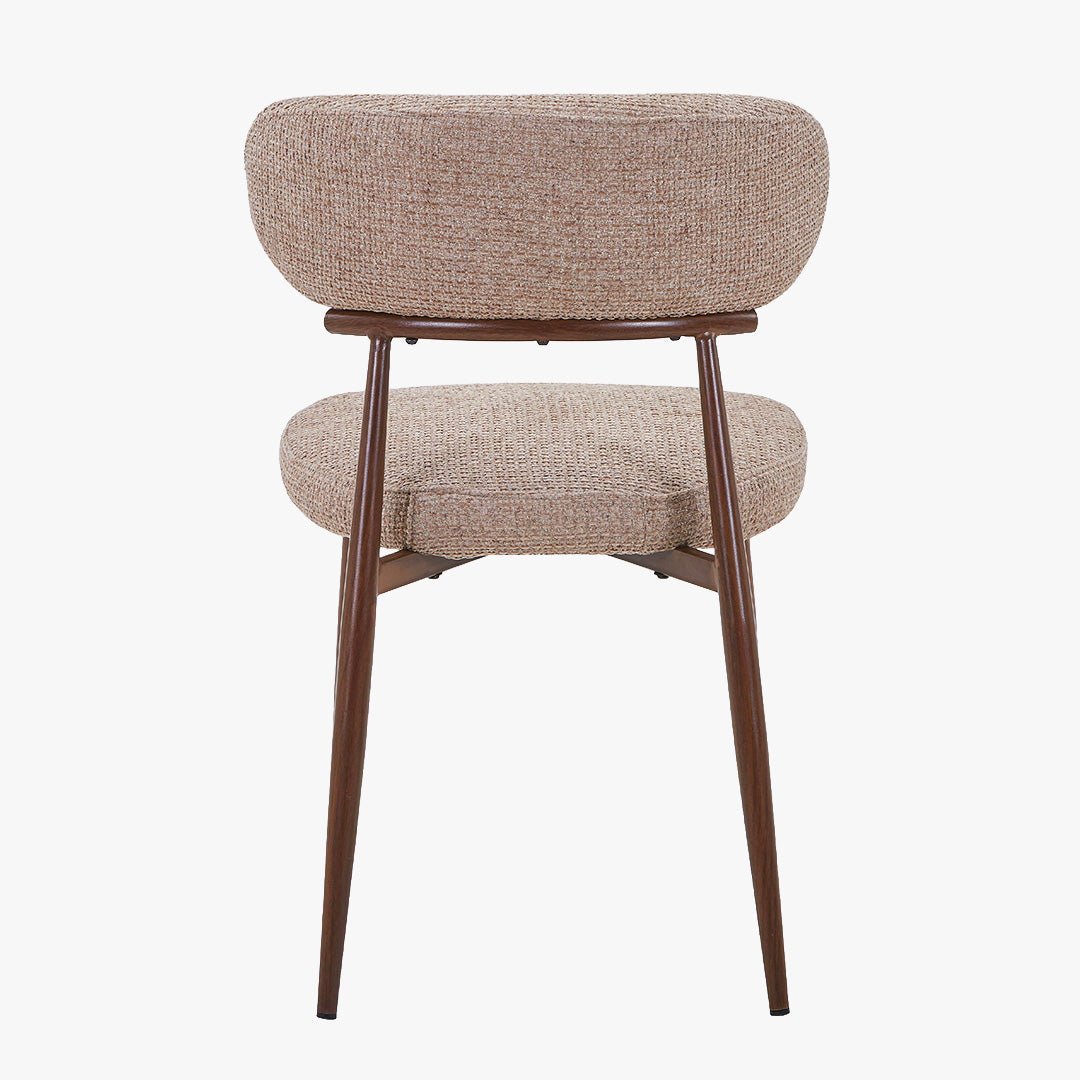 ZOELIA Lot de 2 chaises en tissu taupe pieds couleur bois foncé - Chaise de repas - Mobilier Deco