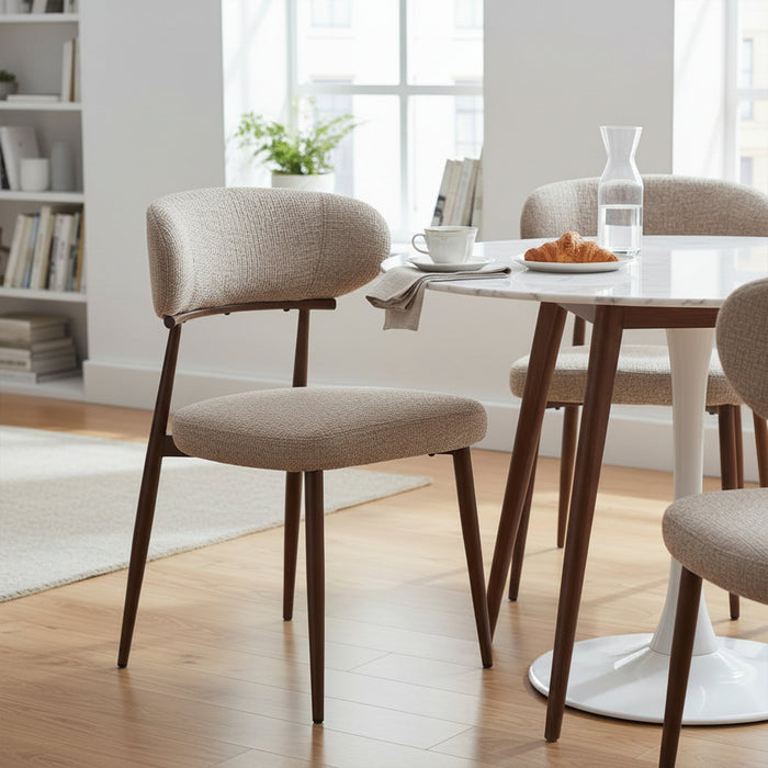 ZOELIA Lot de 2 chaises en tissu taupe pieds couleur bois foncé