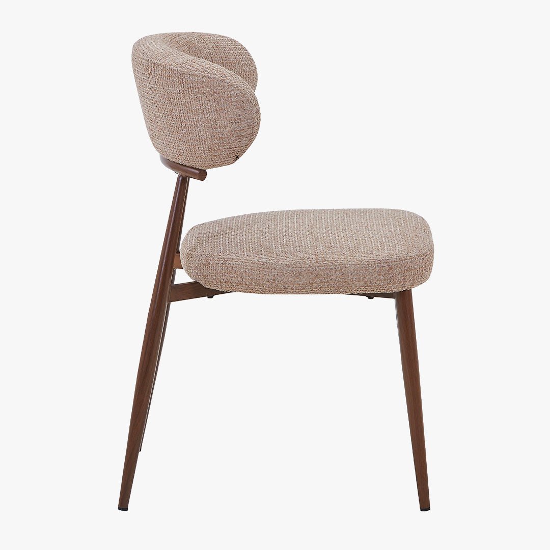 ZOELIA Lot de 2 chaises en tissu taupe pieds couleur bois foncé - Chaise de repas - Mobilier Deco