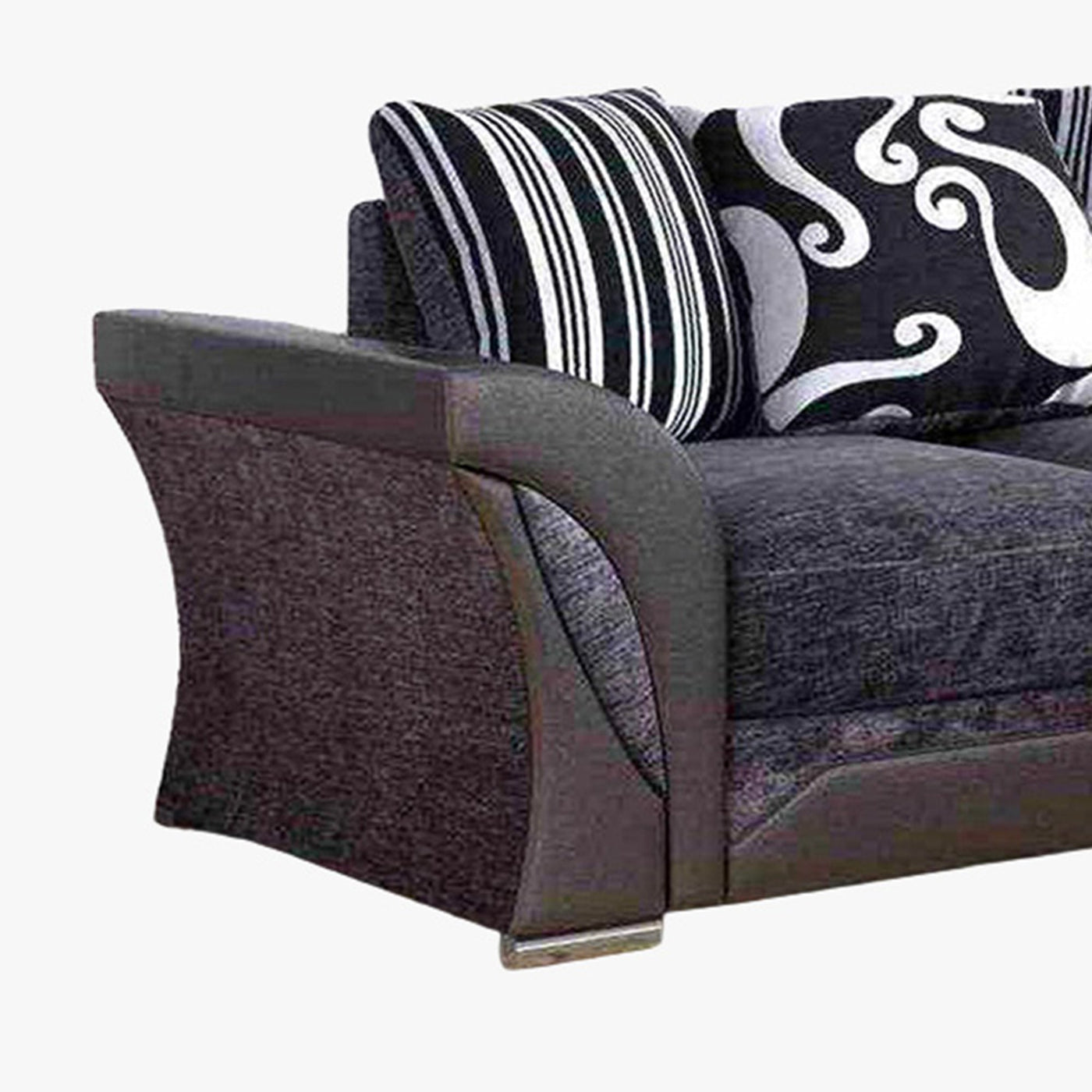 ZORA Ensemble canapé 3+2 places gris et noir - Ensemble de canapés - Mobilier Deco