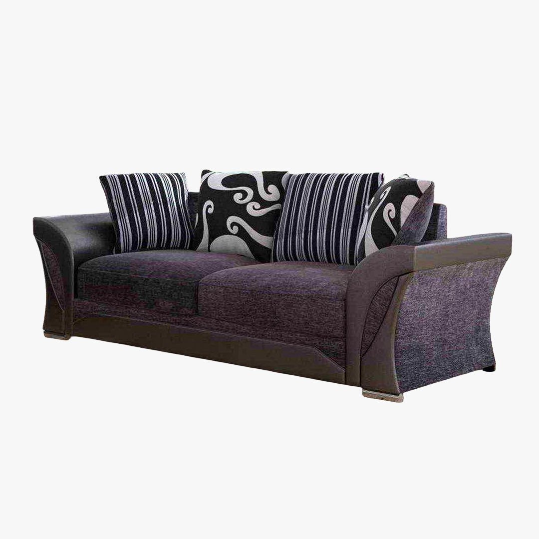ZORA Ensemble canapé 3+2 places gris et noir - Ensemble de canapés - Mobilier Deco