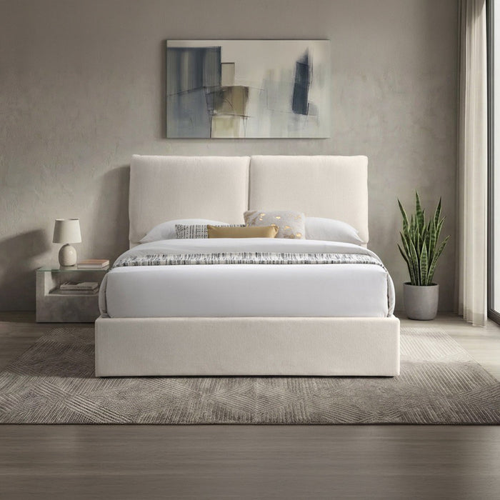 ZYRA Lit double en tissu beige avec coffre 180x200 cm