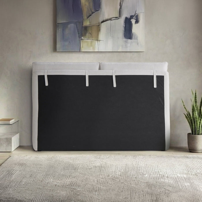 ZYRA Lit double en tissu beige avec coffre 180x200 cm